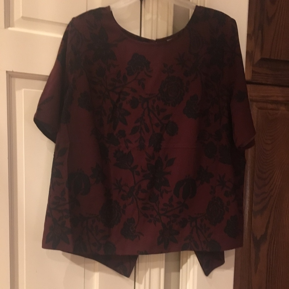 Burgundy and black floral top